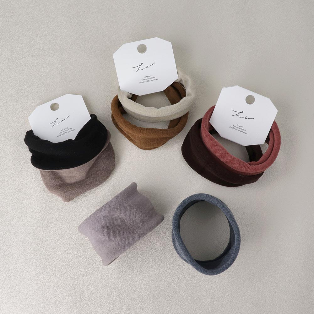 ヘアゴム Candy Arrange 幅広 ワイド ジャージ くすみカラー 2色 2個