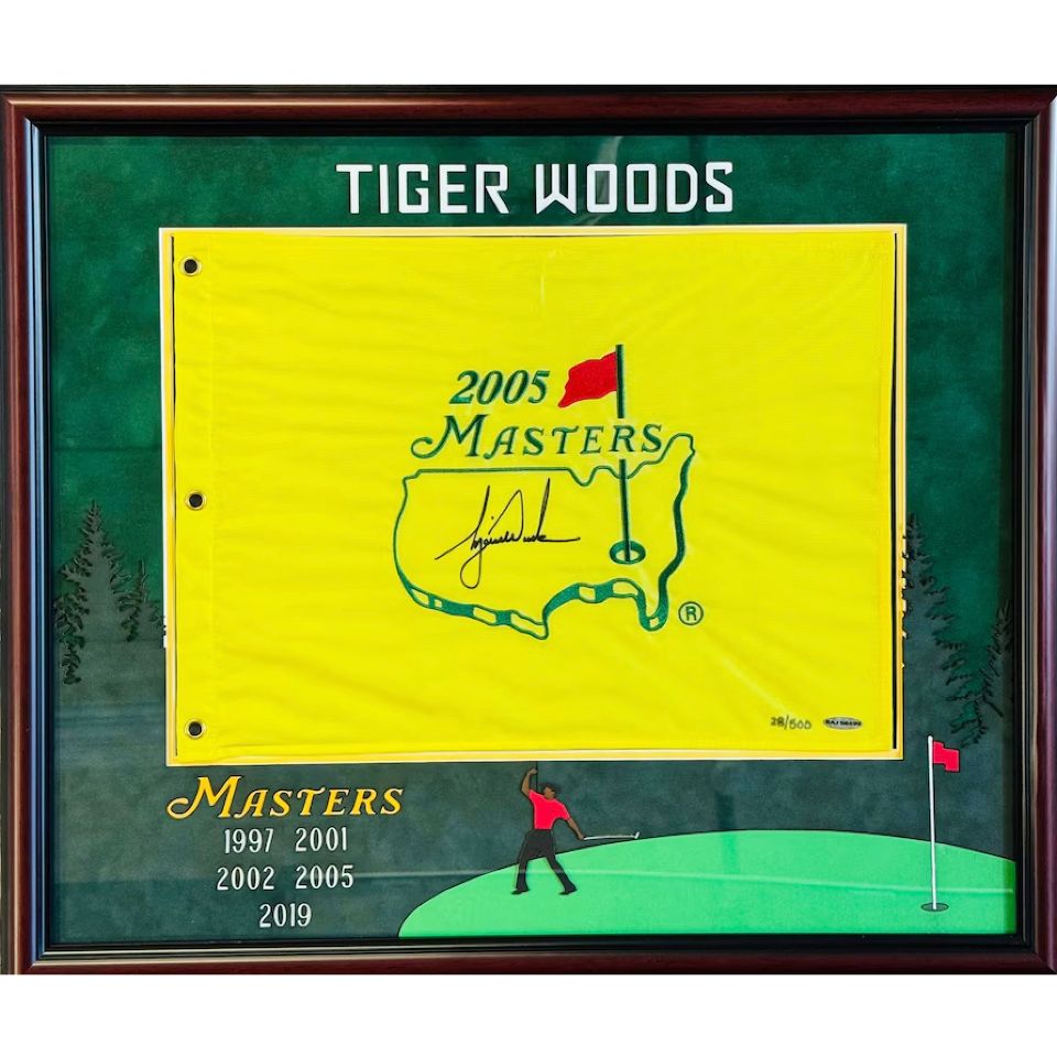 タイガー・ウッズ【直筆サイン入り】2005 マスターズフラッグ 28/500