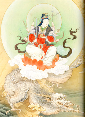 弁財天 【複製】掛軸 橋本雅邦 筆「騎龍弁天」 ボストン美術館監修