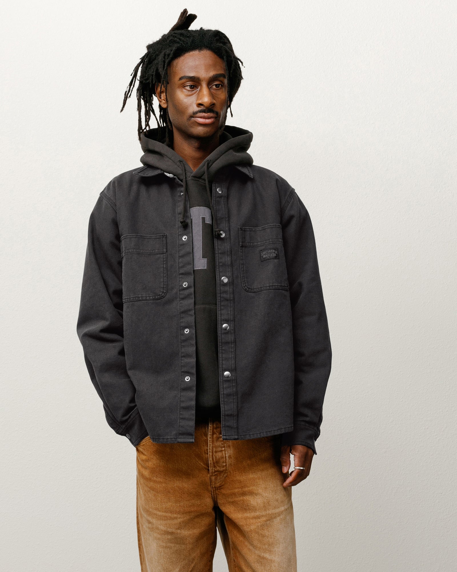 Heavy Washed Canvas Shirt – Black | Tops | Stüssy Japan
