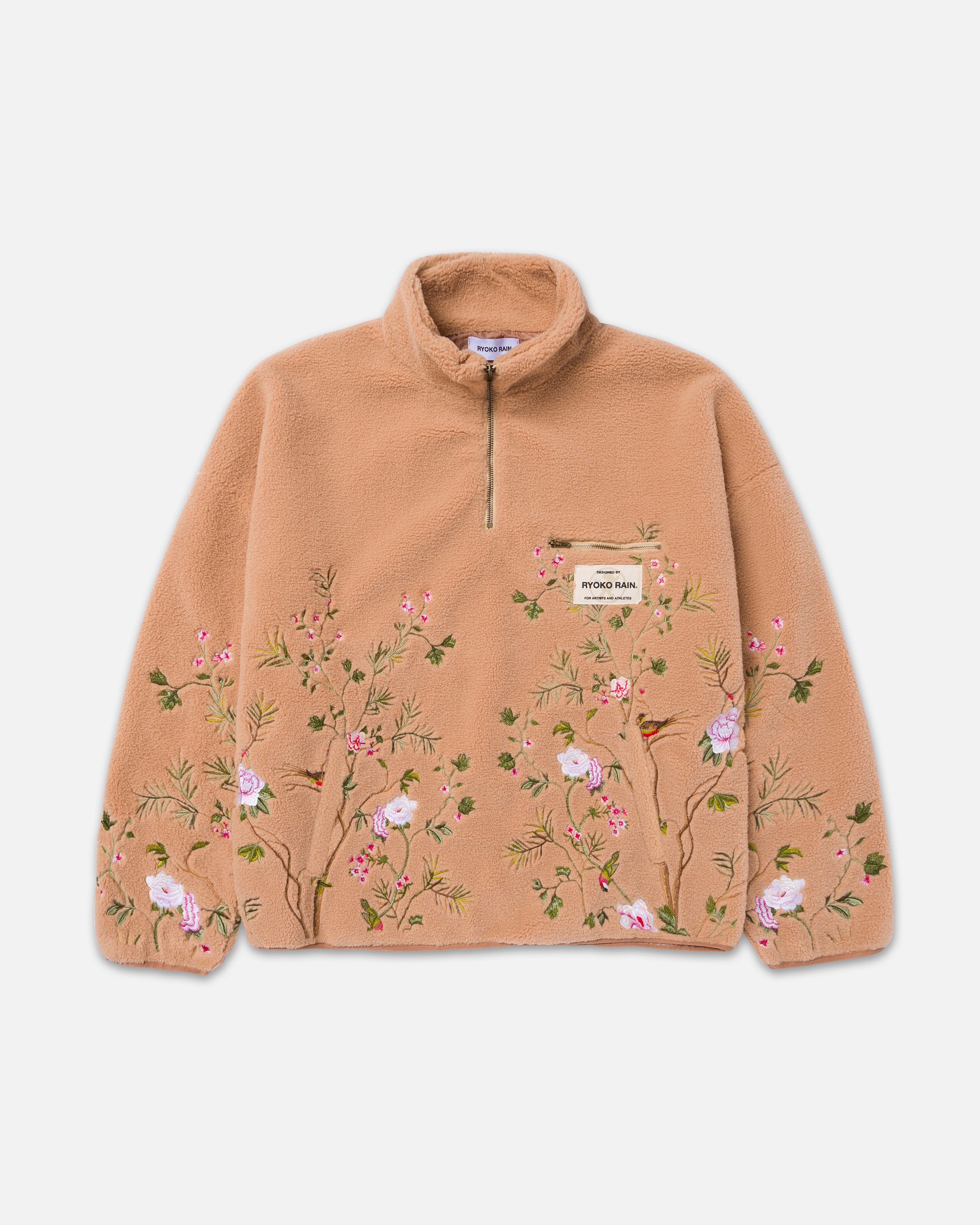 QUARTER ZIP SHERPA PULLOVER - TAN – Ryoko Rain