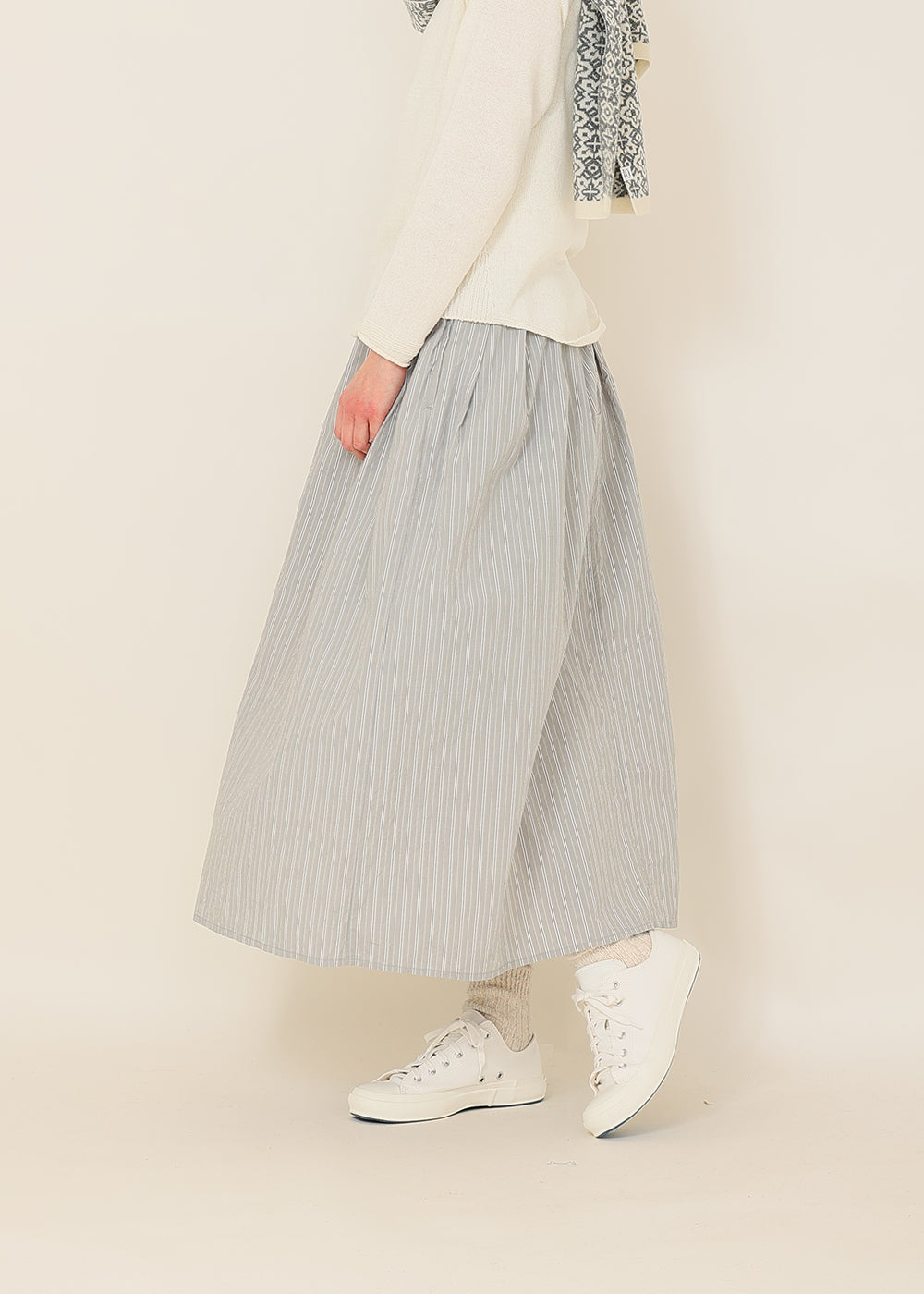 オーガニック ストライプ タックスカート│to touch