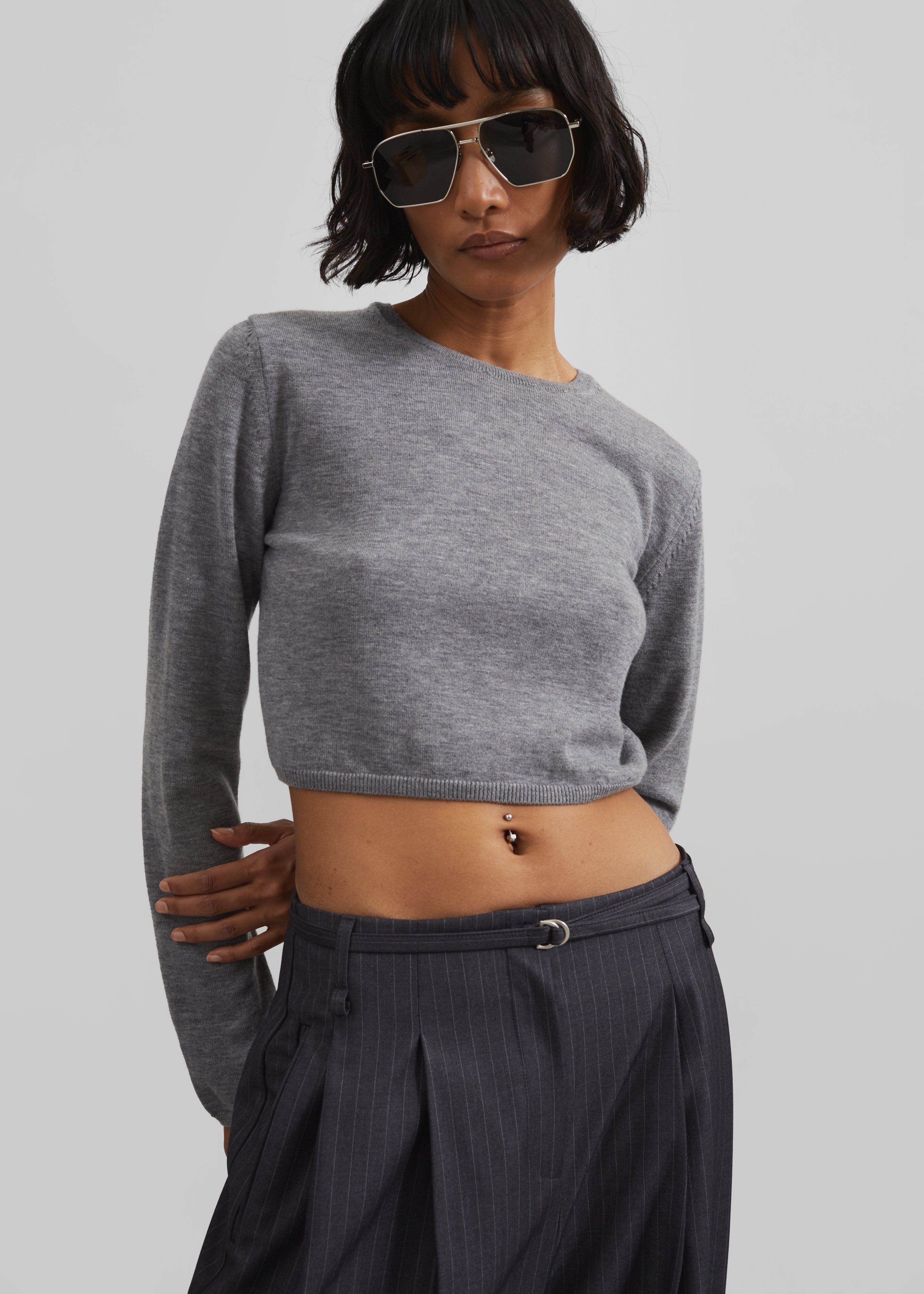 Veer Zip Cropped Sweater - Grey – The Frankie Shop