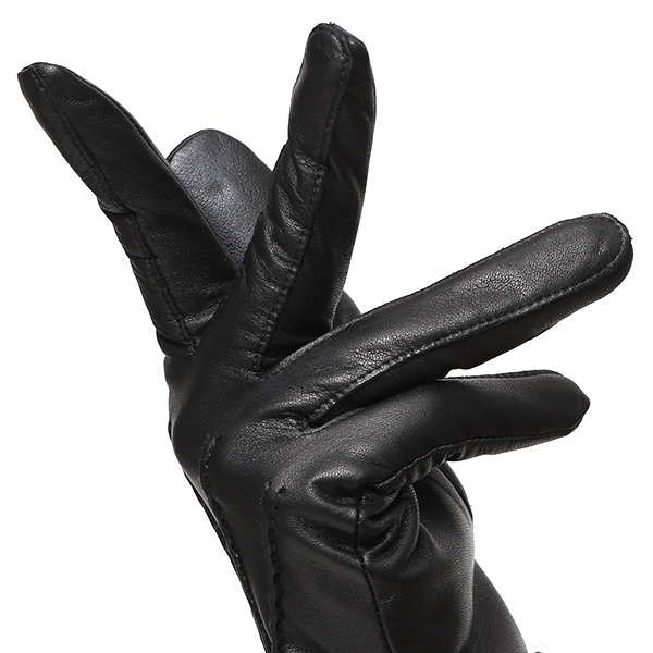 東京ヒマワリ / 佐々木手袋 レディース 牛革 三本山革手袋 ブラック