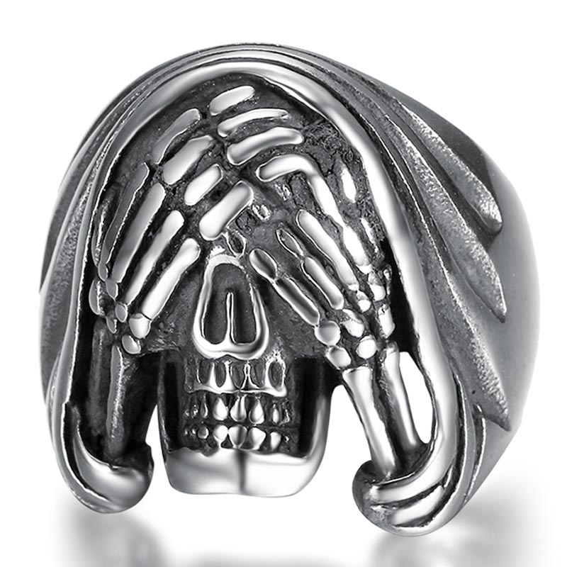 楽天市場】三猿スカルステンレスリング/見ざる（PRB074）サイズ/34号