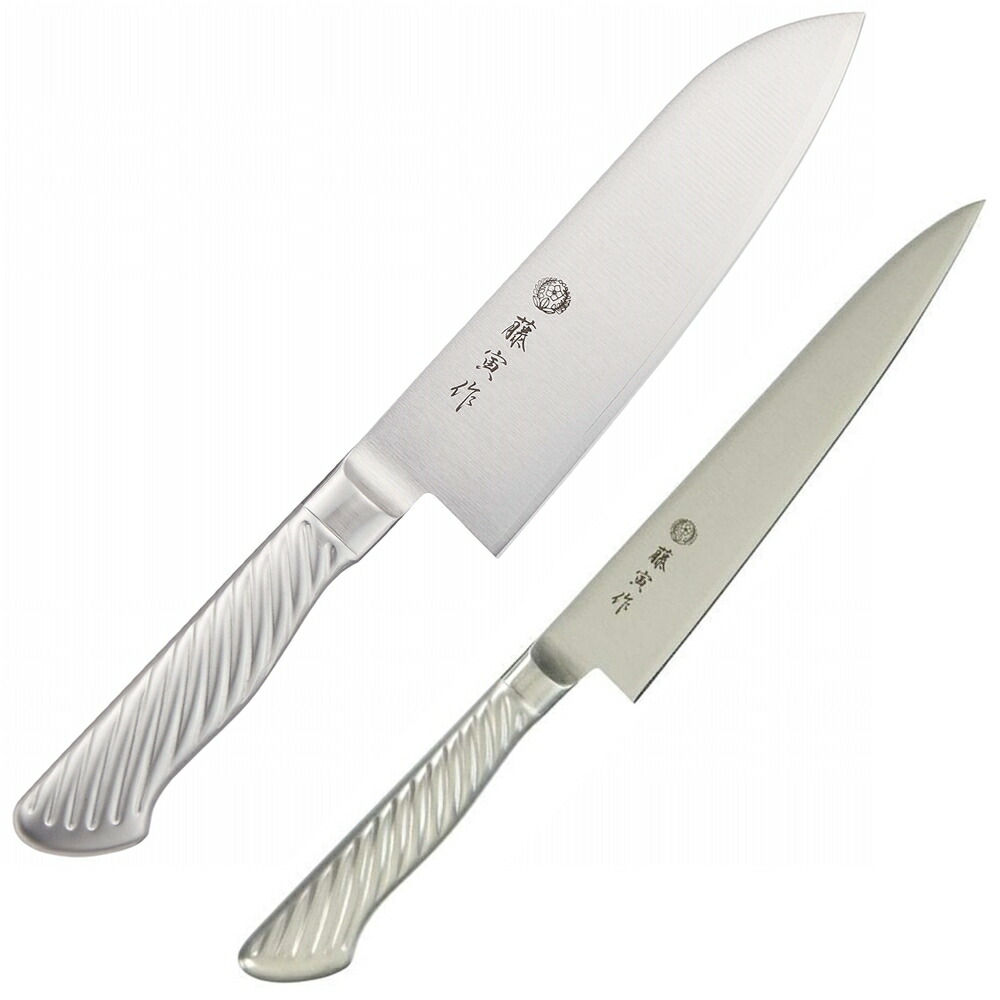 楽天市場】藤寅作 オールステンレス 三徳包丁・ペティナイフ セット FU
