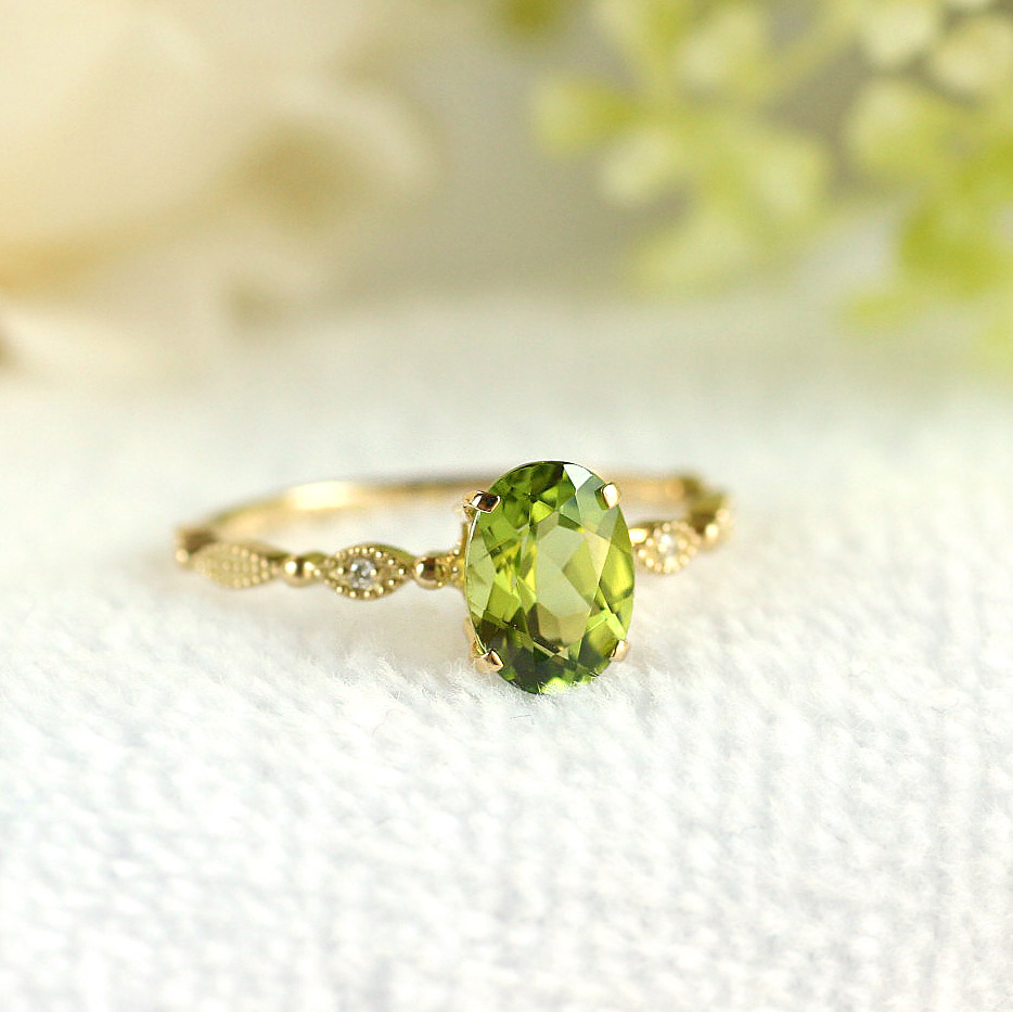 楽天市場】K18 ペリドット ダイヤモンド リングK18 18K 18金 gold