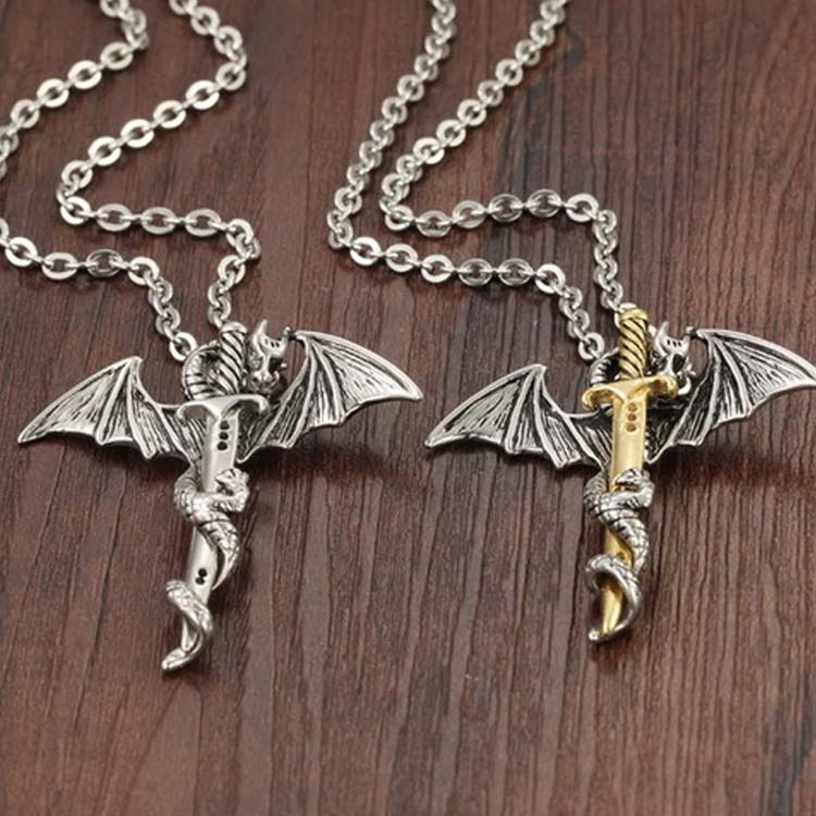 楽天市場】ウィング ドラゴン ネックレス メンズ ネックレス 剣