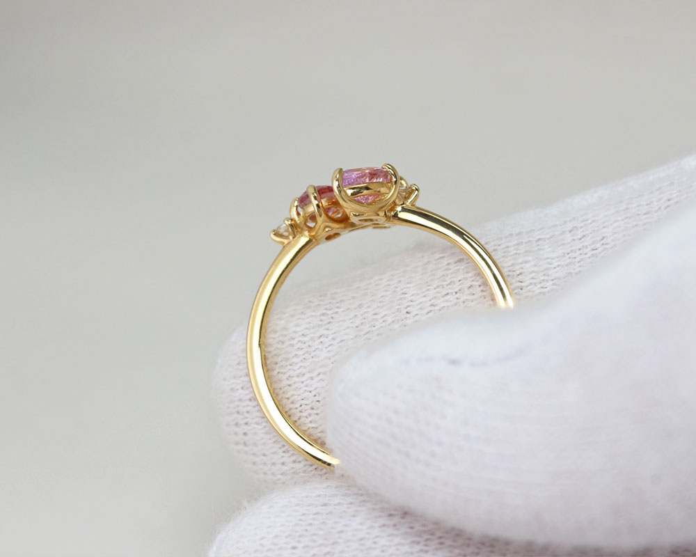 楽天市場】K18 天然ピンクサファイア リング 11号 イエローゴールド