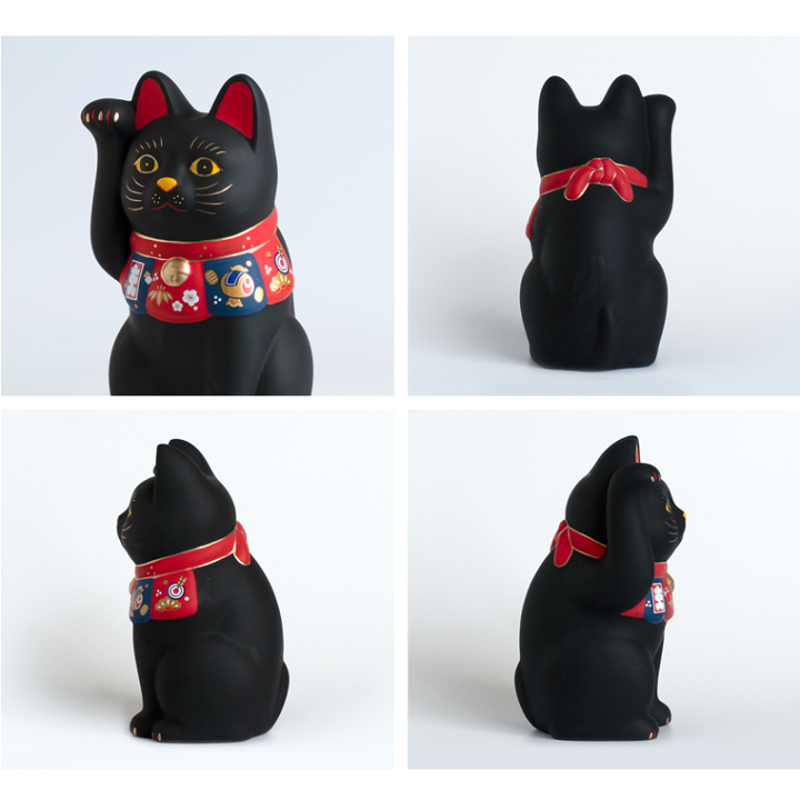 楽天市場】招き猫 l 福づくし 大 右手 白 赤 黒 黄 瀬戸焼 日本製 陶器