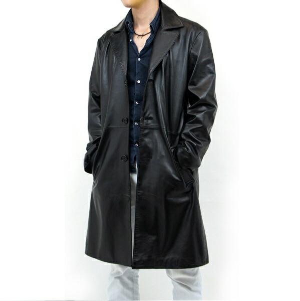 楽天市場】100cm テーラード レザーロングコート S〜3L ラムスキン