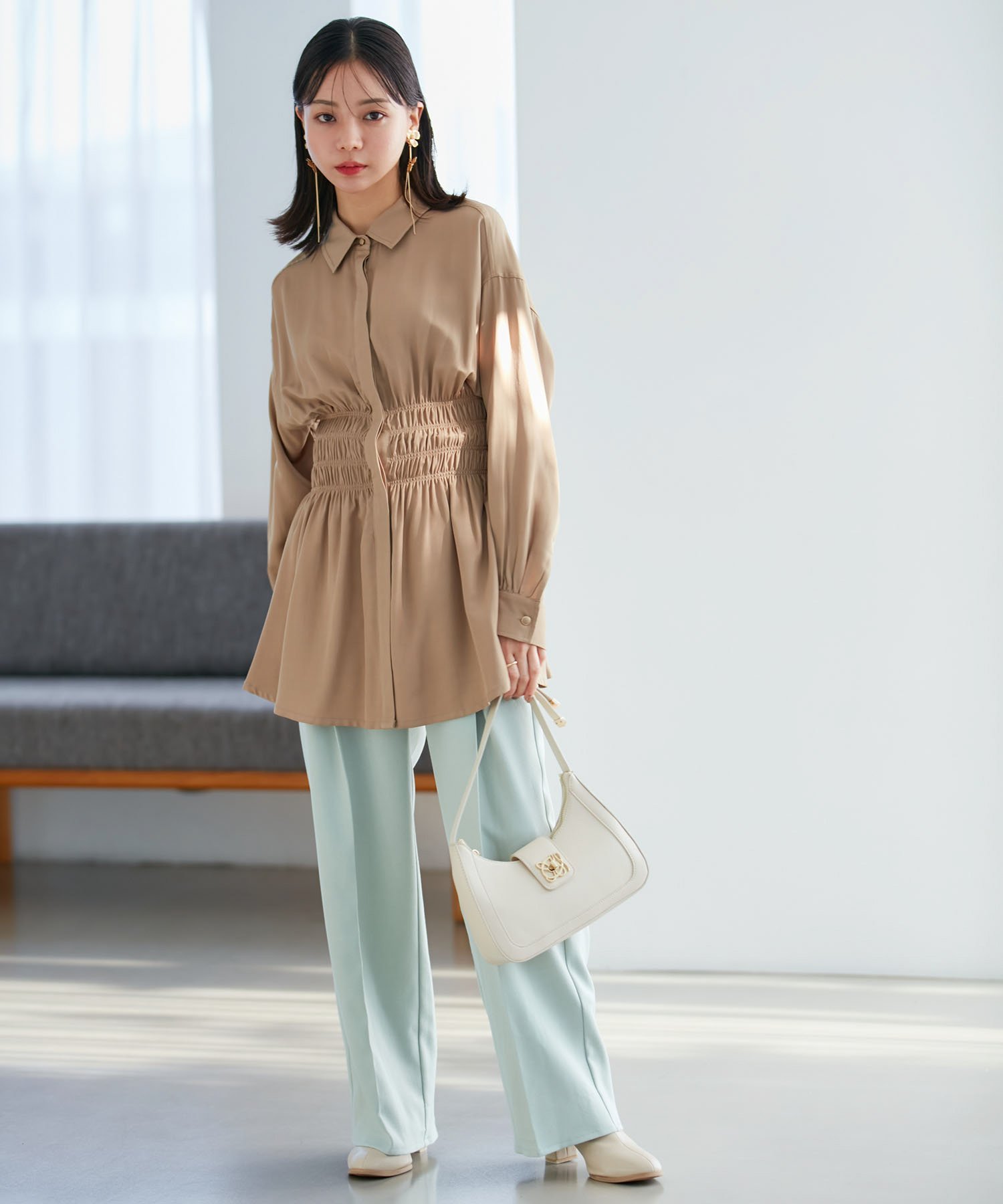 VIS｜【洗える】ウエストシャーリングブラウス | Rakuten Fashion(楽天