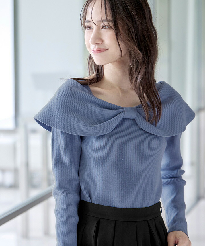 楽天市場】【アウトレットセール】 返品交換不可 リボン衿リブニット