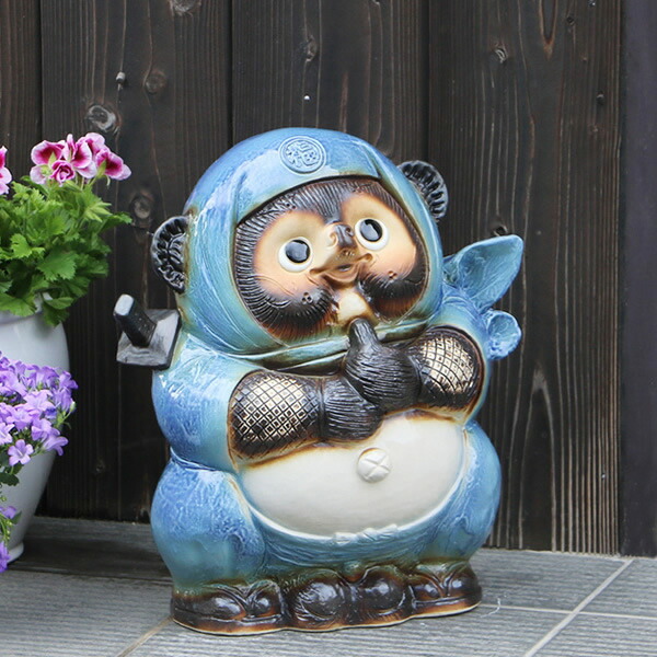 楽天市場】信楽焼 青忍者たぬき（大）送料無料 狸 たぬき タヌキ