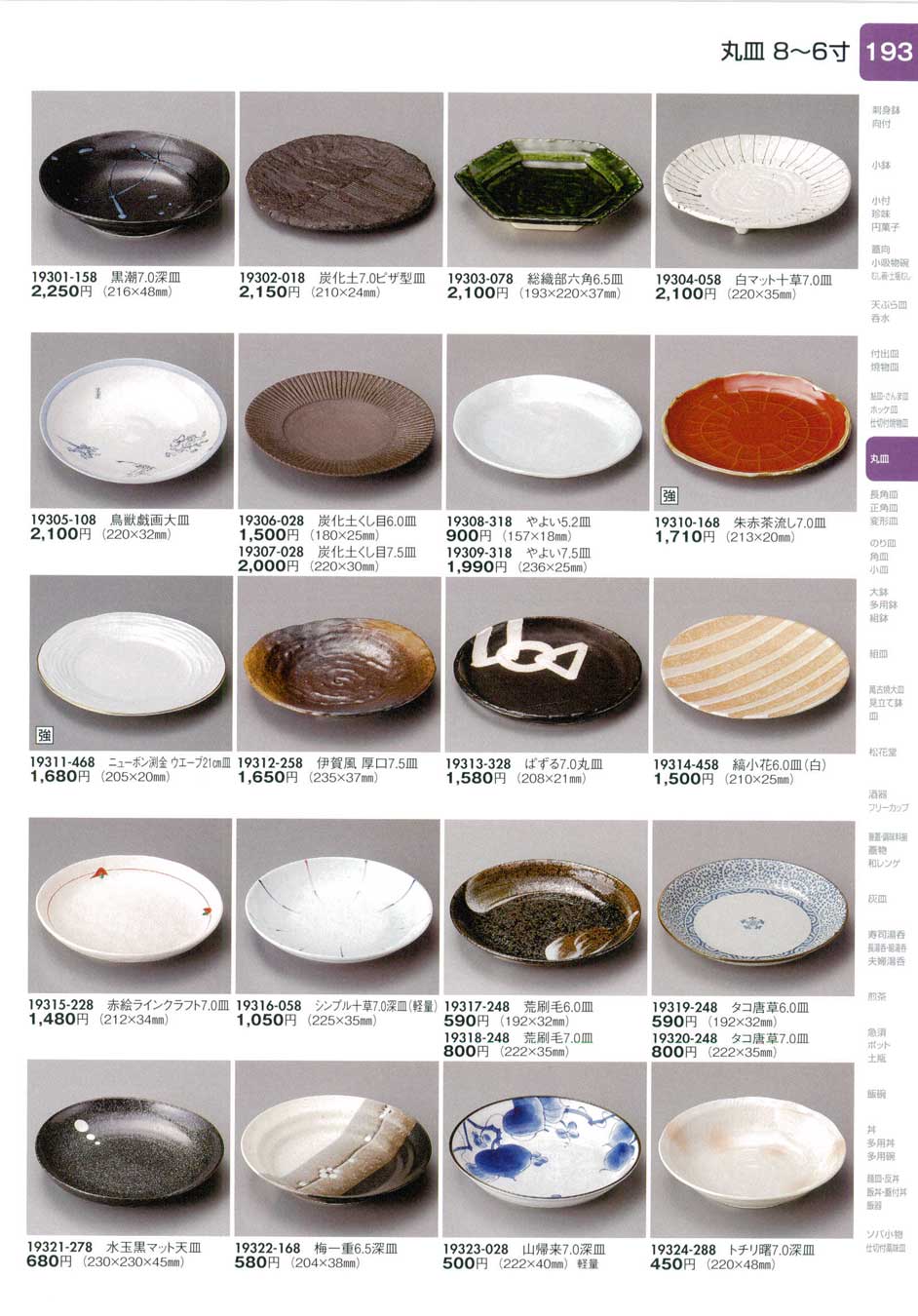 食器 丸皿（8から6寸）陶里28－193ページ