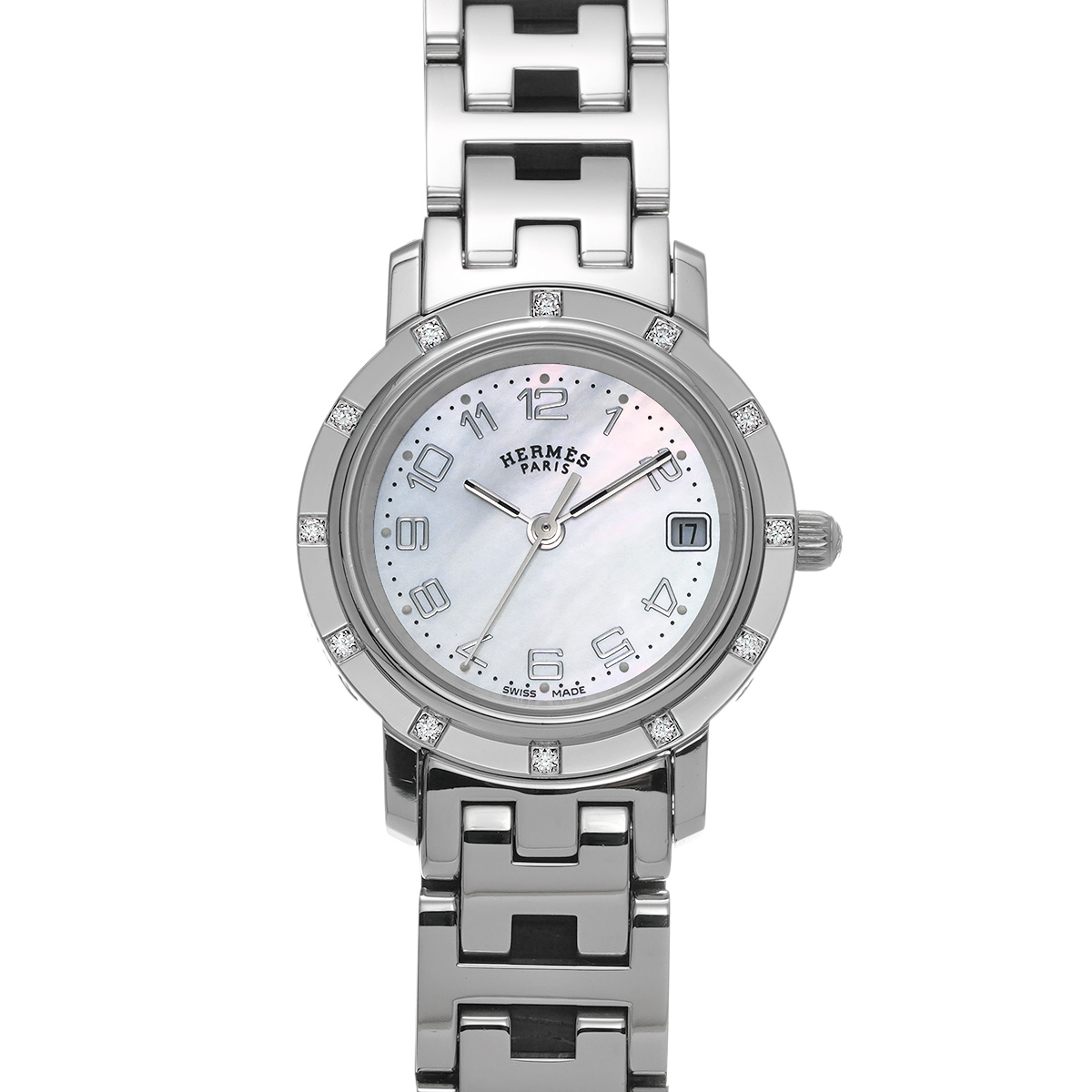 エルメス クリッパー ナクレ CL4.230 ホワイトシェル レディース 時計