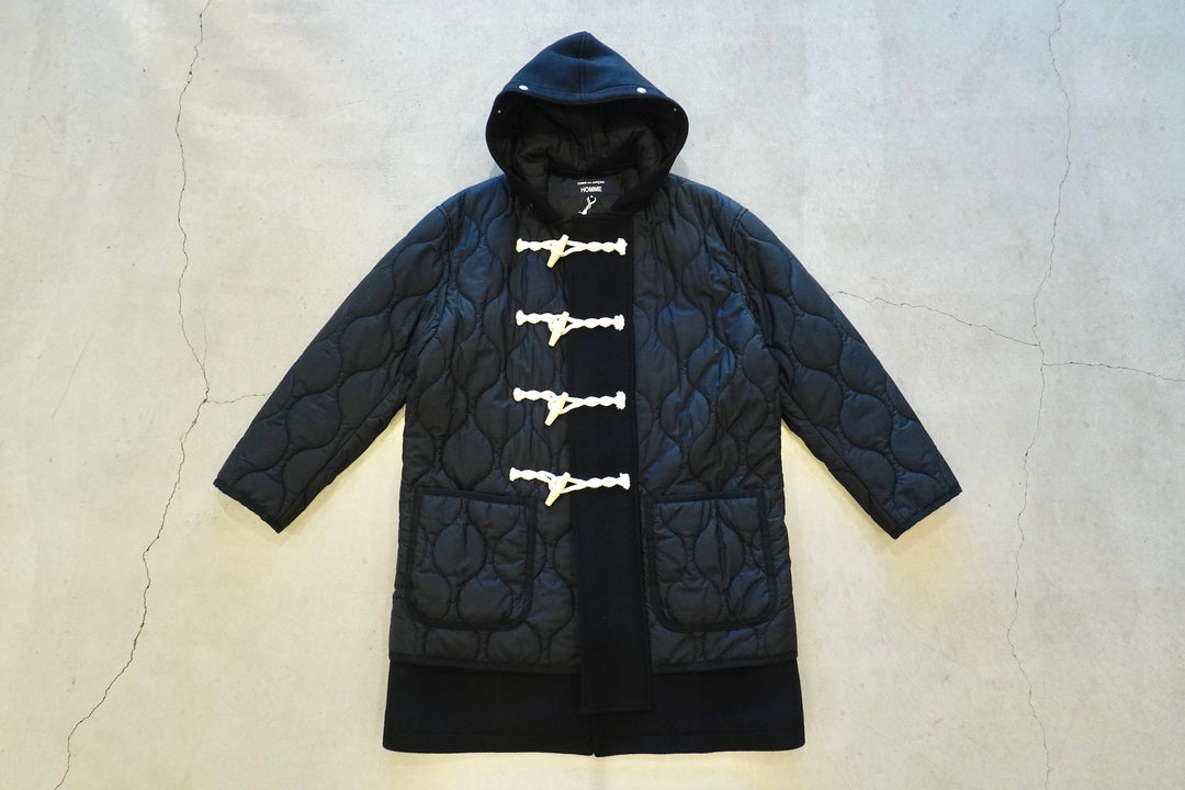 COMME des GARCONS HOMME / WOOL MELTON × NYLON QUILTING DUFFLE COAT