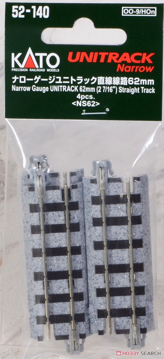 OO-9/HOn) ナローゲージユニトラック 直線線路62mm (4本入り) ＜ NS62