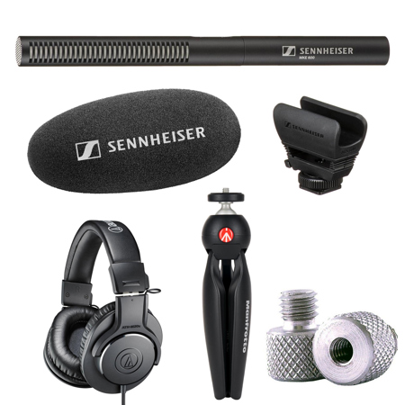 Sennheiser MKE 600 Shotgun Mic with Tripod /AT Monitor Headphones