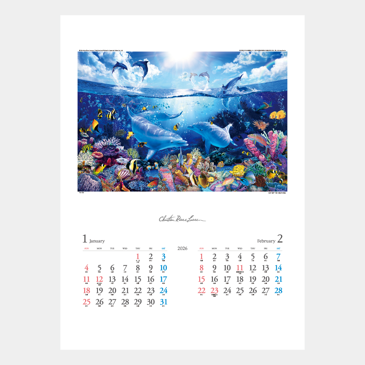 TD-759 クリスチャン・リース・ラッセン2026年版の名入れカレンダーを
