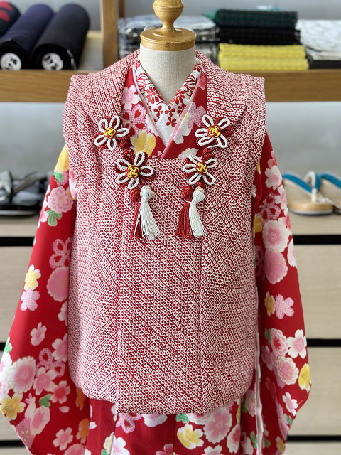 七五三被布コート お祝着 女の子用 正絹 日本製 総絞り 福岡市南区の