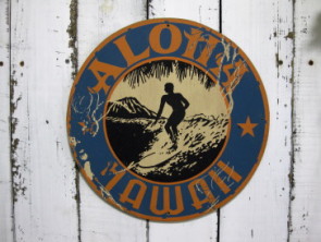 ハワイアンなマリン系木製看板（サインボード）