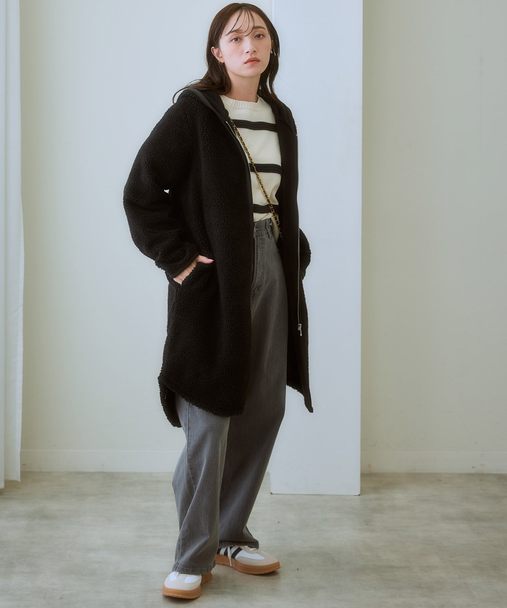 軽量ボアジップアップフーデットコート 通販【ニッセン】