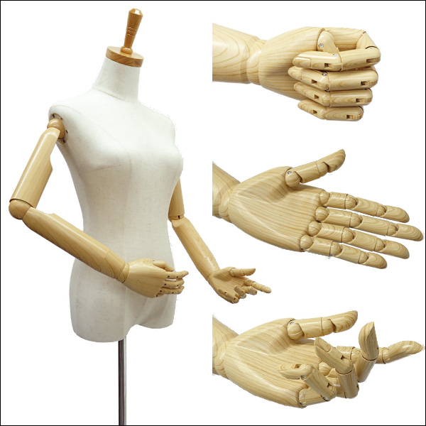 店舗・自宅のディスプレイに。トルソー/マネキン 可動式 腕付き 店舗