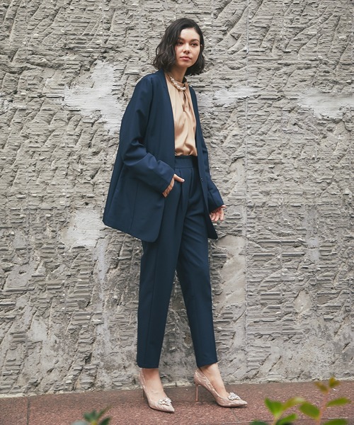 セットアップ 「自宅で洗える」 ノーカラージャケット＆テーパード