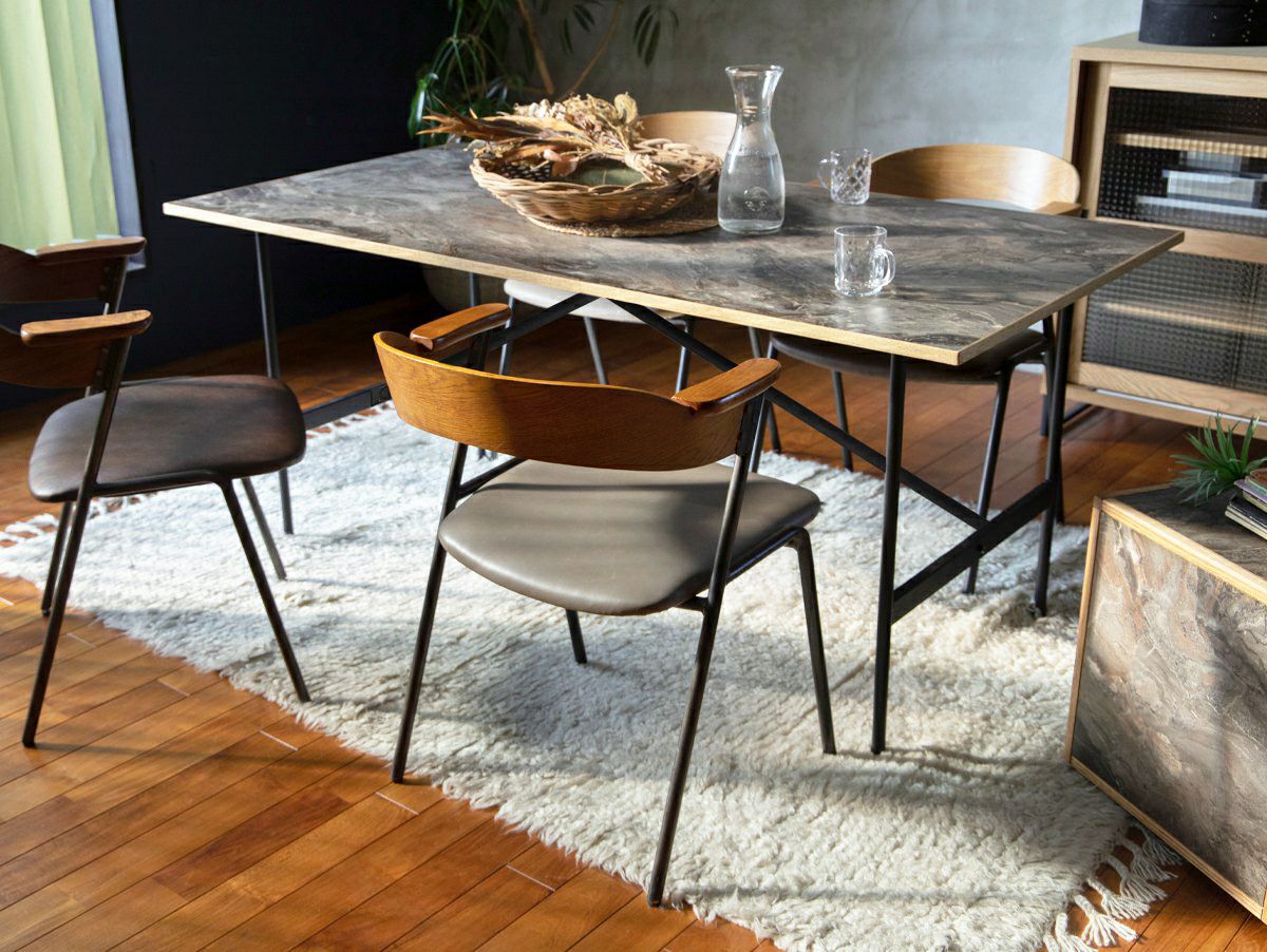 ダイニング アイアン 【送料無料】ダニス ショートアームチェア アーム