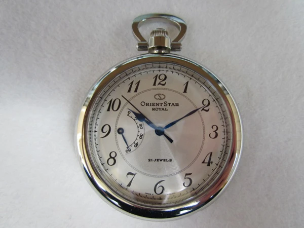 JA-0595| オリエント スターロイヤル 21石 手巻き 裏スケ 懐中時計