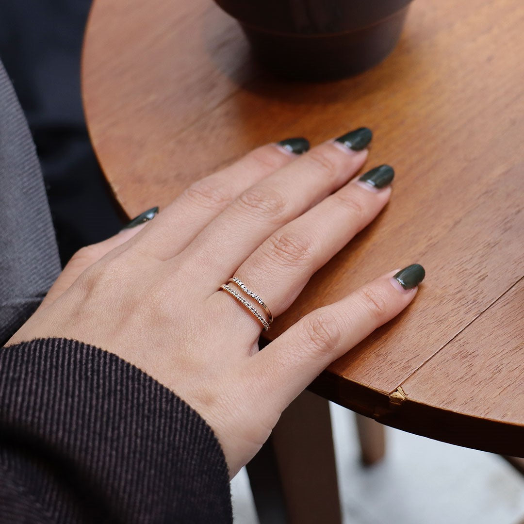 K10 ダイヤモンド V字 デザイン リング – anybelle