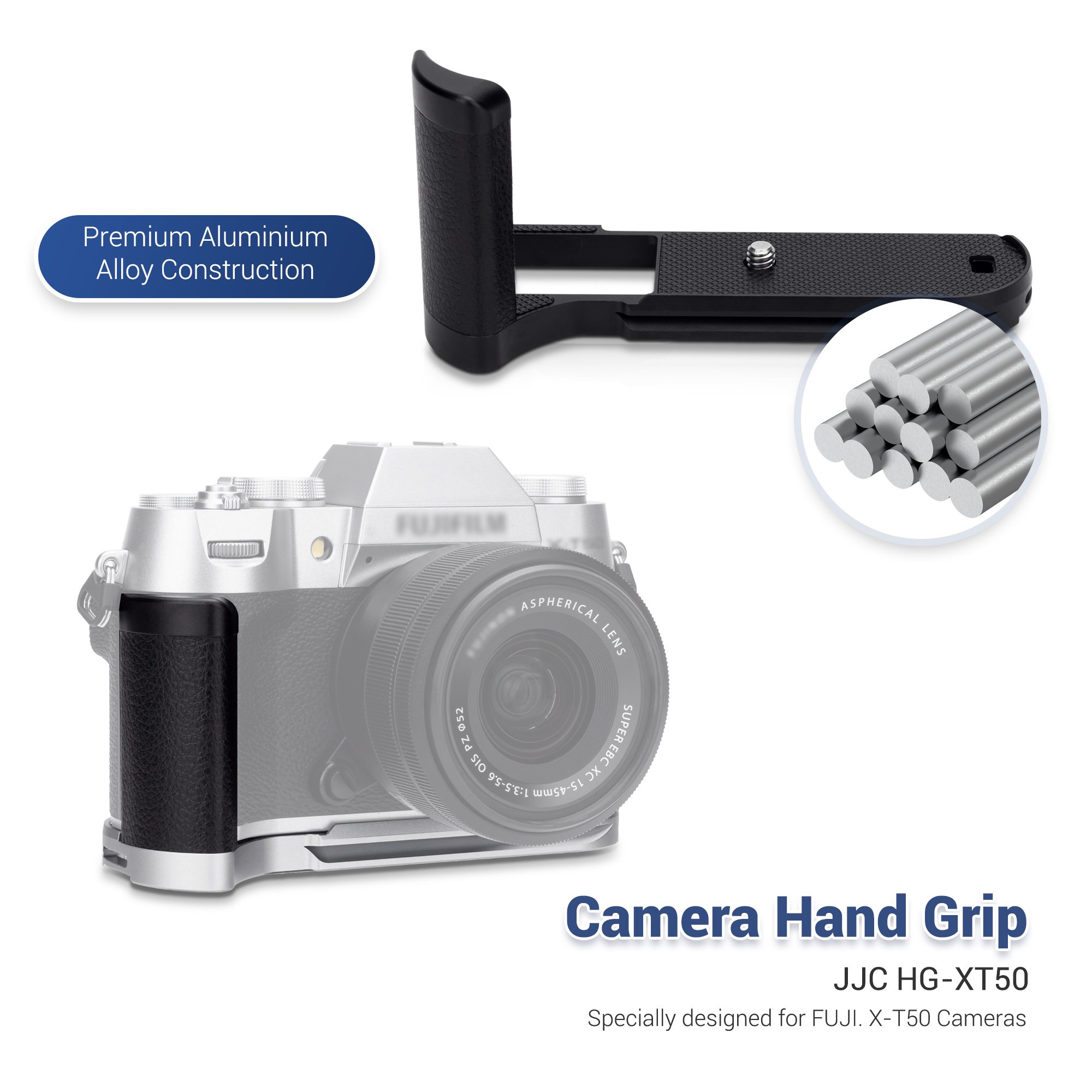 JJC Metal Hand Grip Secure Handle Bracket for Fujifilm Fuji X-T50