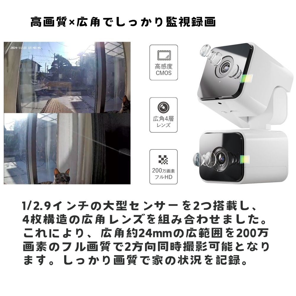 エアリア DD-EYE 防犯カメラ デュアルレンズセキュリティーカメラ 防犯