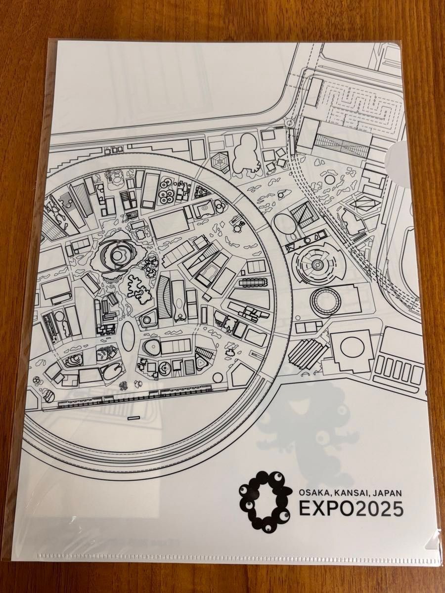 万博 会場限定 新品 モノクロ 図面 クリアファイル 黒ミャクミャク