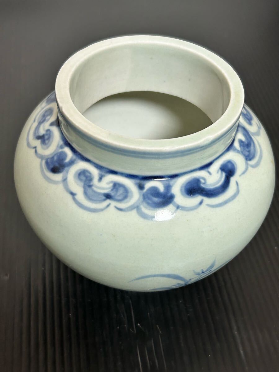 李朝染付 秋草紋 面取徳利 白磁 花瓶 Q1220 李朝 染付 面取