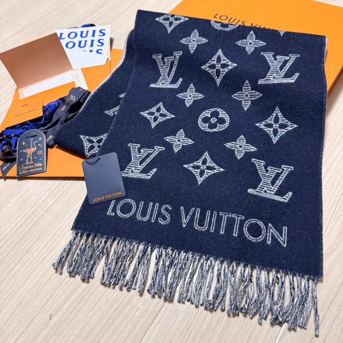 2025年購入 高級カシミヤLVマフラー 新品箱紙袋セット ヴィトン