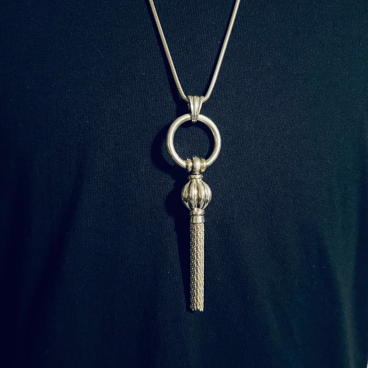 VINTAGE TIFFANY & CO. Tassel Pendant Necklace Snake Chain Sterling