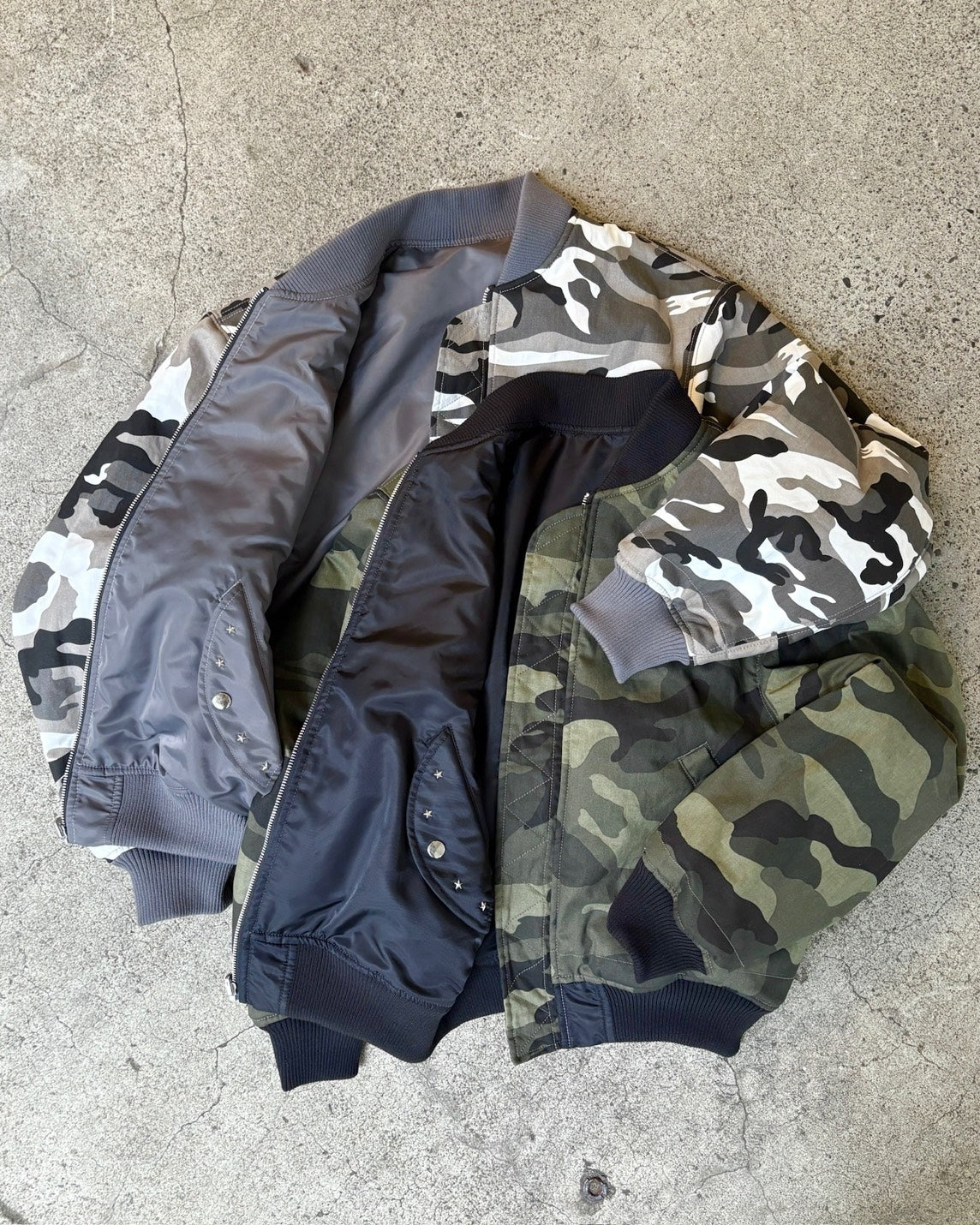 ジャケット・アウター BELVET camo reversible ma1 jacket M Camo