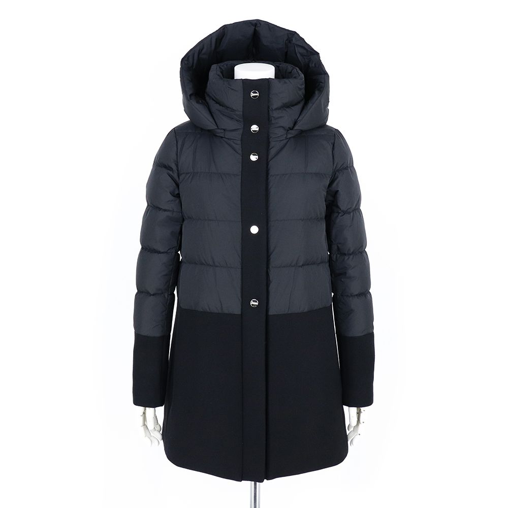 HERNO ダウン コート ジャケット ウール切替 Aライン フード付き