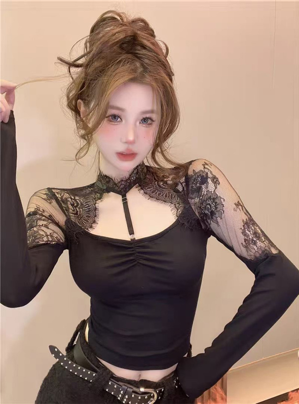 フロントオープンレースドッキングトップス[at2214] | レディース