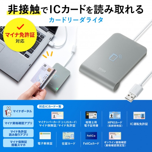 ADR-MNICU3【非接触型ICカードリーダライタ】電子車検証、HPKIカード