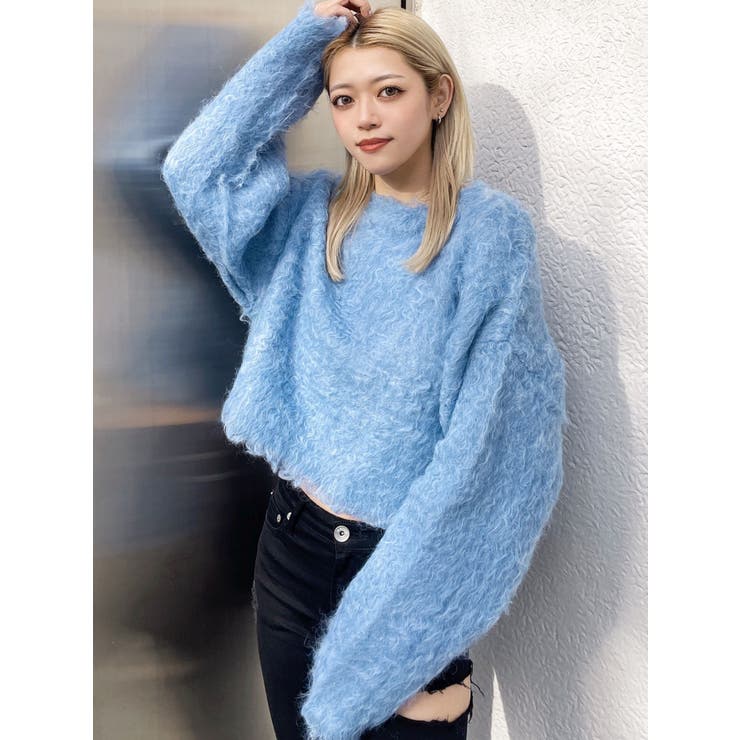 モヘアタッチシャギーショートニットトップス【WEB限定】[品番