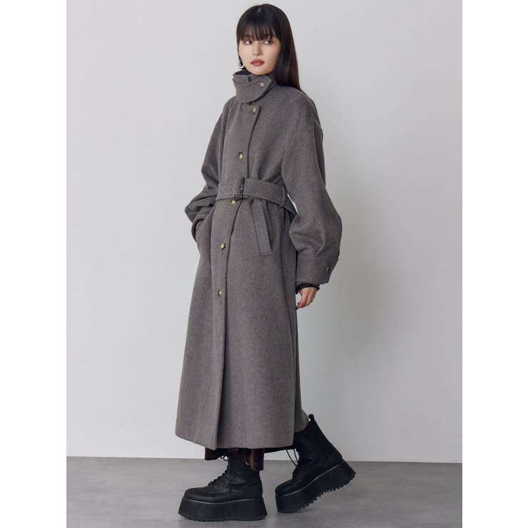 スタンドネックダブルカラーコート[品番：MKSW0067096]｜MURUA