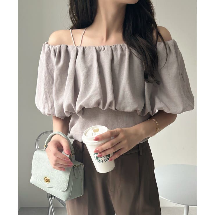 お*引様 エメイン Aimeine 2wayバルーンベアブラウス Amazon.co.jp