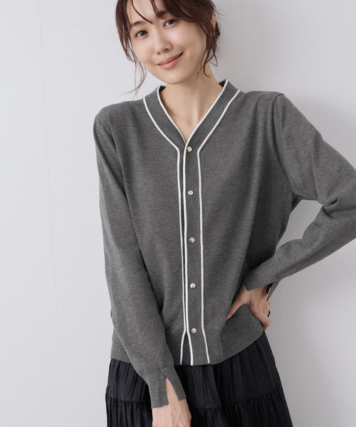 ROPÉ PICNIC(ロペピクニック) / ライン入りニットカーディガン/保温