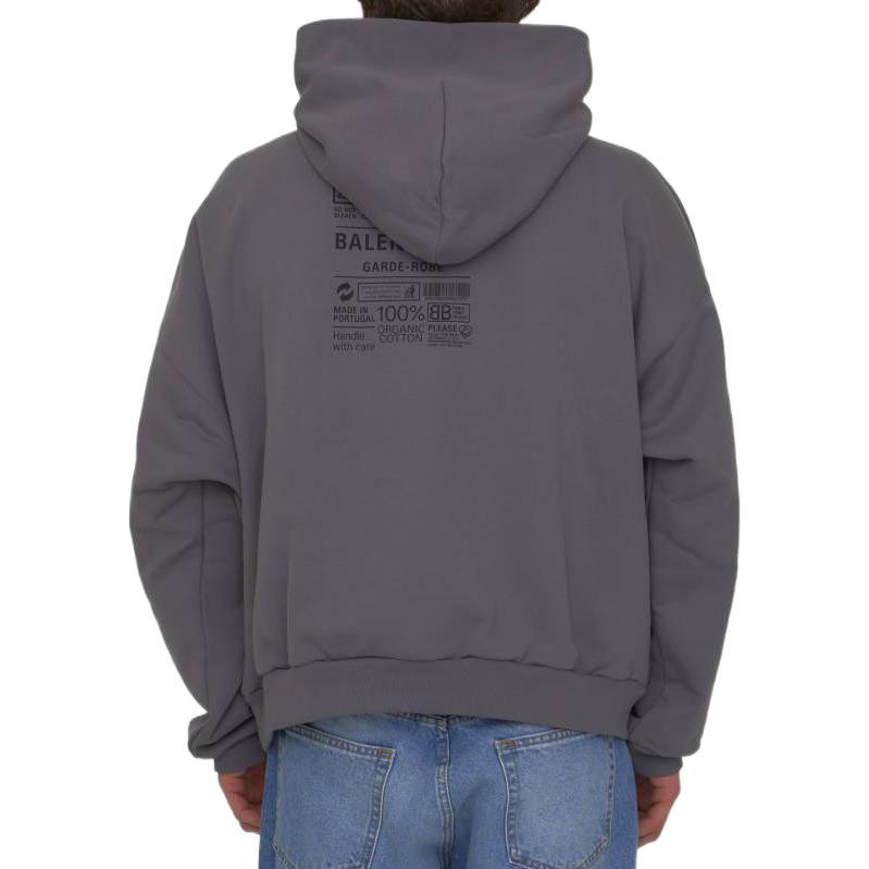 Balenciaga Care Label Hoodie Middle Fit 'Grey Black' 725565TNVL61219