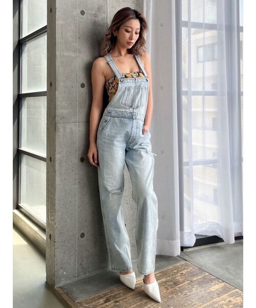 GYDA（ジェイダ）の「ダメージルーズデニムサロペット（サロペット