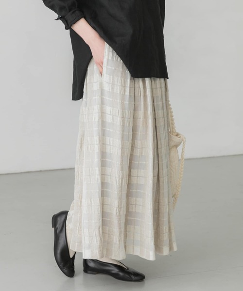 かぐれ（カグレ）の「コットンシルクチェックタックスカート（スカート