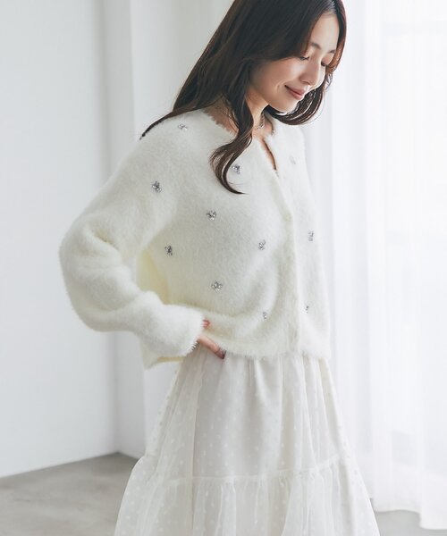 お気に入り選挙3位！】フェザーヤーンビジュー刺繍ジャケット